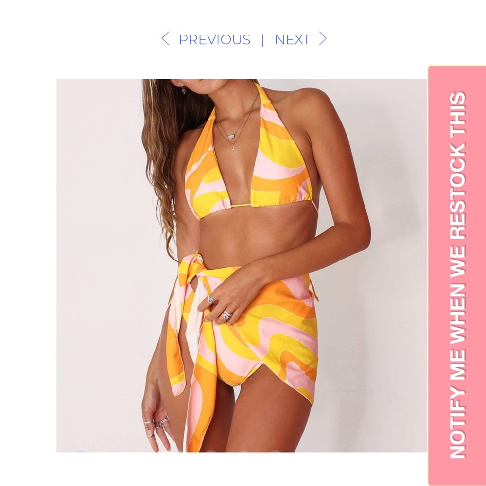 Aurelle orange pink yellow swim set